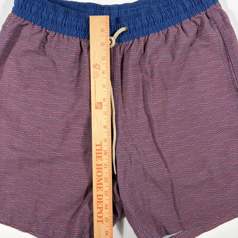 Fair Harbor Swim Shorts Mens Large Wave Pattern Recycled Polyester Red Blue